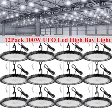 12 Pack 100W UFO Led High Bay Light Factory Warehouse Commercial Led Shop Lights