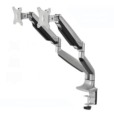 SIIG High Premium Aluminum Gas Spring Desk Mount - Dual Monitor, VESA 75 and 100