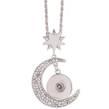 Snap Jewelry Rhinestone Necklace Love To Moon 18-20mm Fits Ginger Charms 18"