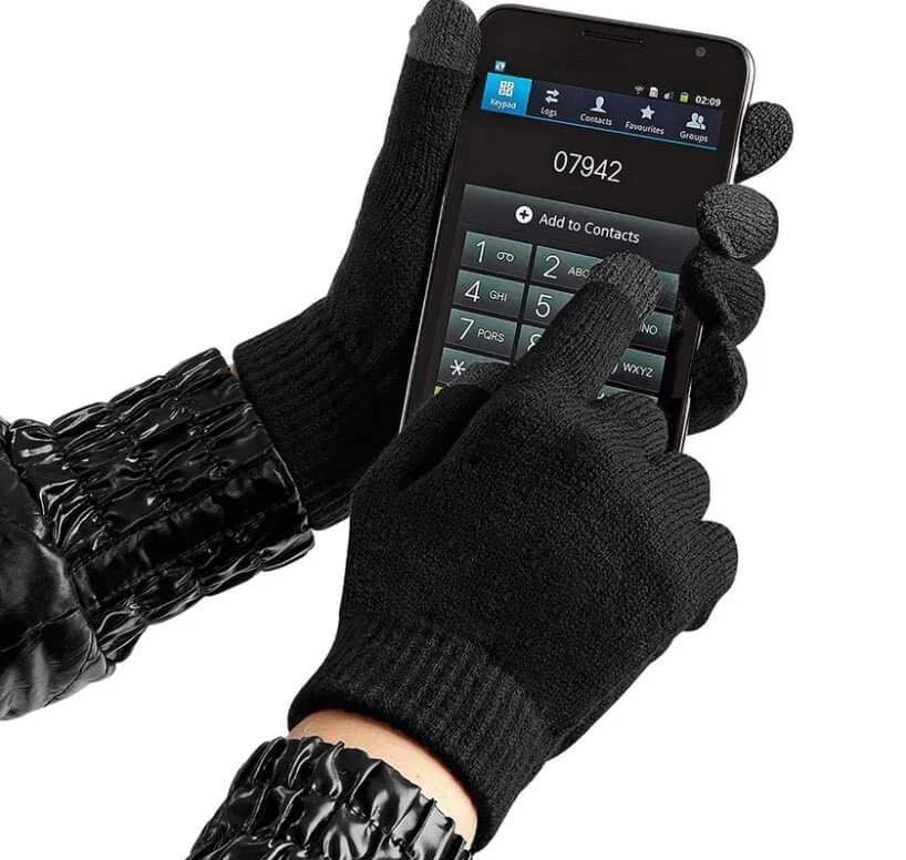 Guanti Invernali Touchscreen Unisex, Termici In Pile, Neri - Per Smartphone, Bici, Running E Attività All'aperto