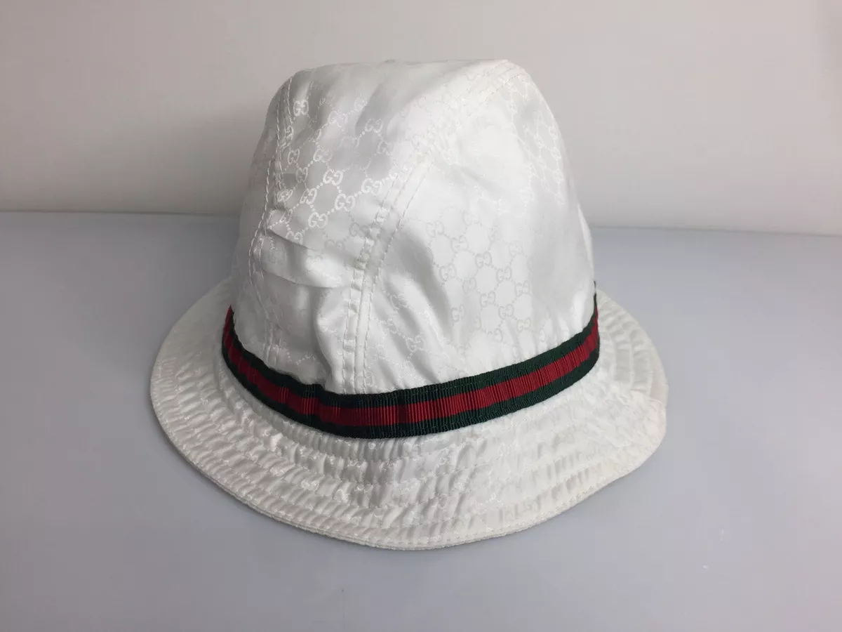 Gucci Kids Bucket Hat Polyamide Monogram Web white