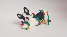 FRENCH BULLDOG Christmas Ornament TANGLED IN LIGHTS HAND MADE Pied FRENCHY