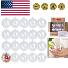 20 Pack Clear Plastic Fillable Ornament Ball 3.15''/80mm for Christmas,Holida...