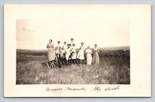 Vintage Real Photo Postcard Ladies Aid Group on Wagon Early 1900s