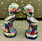 VTG Fenton Glass 2 Kissing Girl Figurines Amethyst Carnival Glass 4.5" 1980's