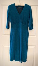 Cut Loose Dress Womens Medium Teal V Neck 3/4 Sleeve Textured Stretch USA Made