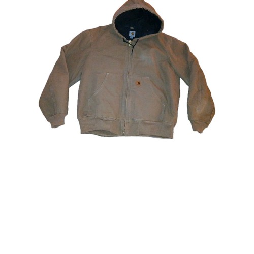 Carhartt J130 FRB Hooded Jacket Large Brown Canvas Quilted Lining - Picture 1 of 11