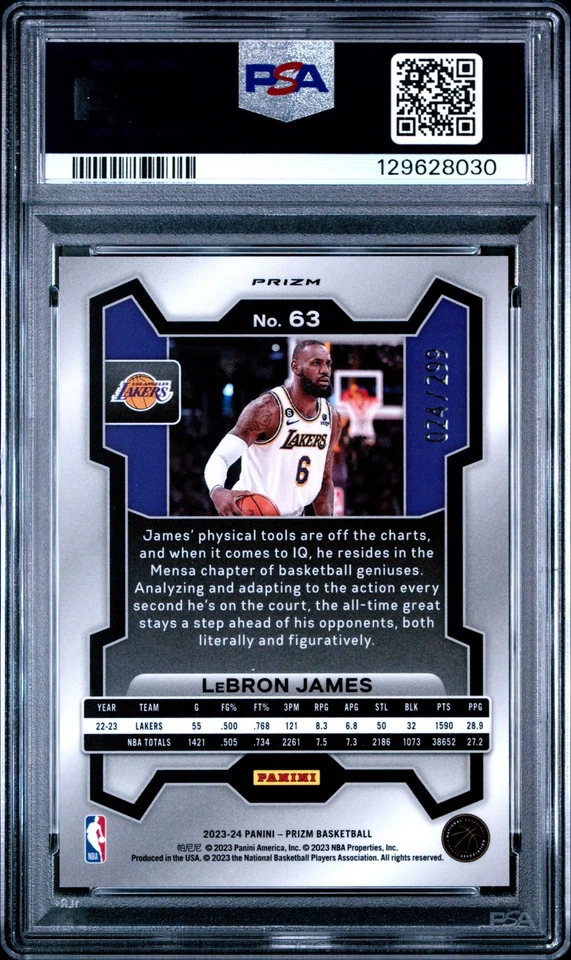 2023 Panini Prizm #63 Lebron James Red Seismic PSA 10 #/299 - Image 2 of 2
