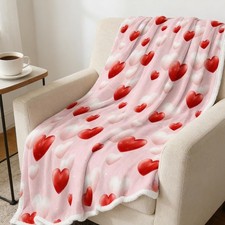 Valentine's Day Red Heart Fleece Throw Blanket 50x60 Inch Cozy Gift