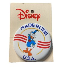 Vintage Disney Donald Duck "Made in the USA" Pin Back Button Daisy 1980s New