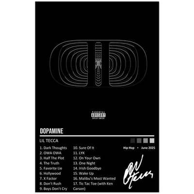 #ad Lil Tecca Dopamine Album Tracklist June 2025 Poster $27.99