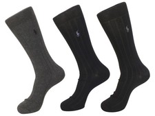 Polo Ralph Lauren Men's 3-Pairs Charcoal Dress Trouser Socks Sz: 10-13 Fits