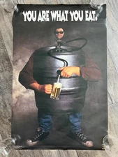 Beer Keg Vintage Poster You Are What You Eat 1994 Mancave Bar College Dorm