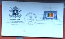 WW2 OVER-RUN NATIONS BELGIUM FLAG  COAT OF ARMS FARNAM CACHET 1943  FDC UNADD