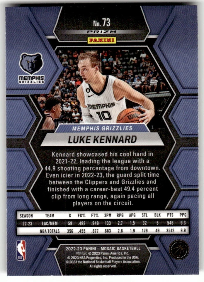 2022-23 Panini Mosaic Luke Kennard Genesis #73 - Image 2 of 2