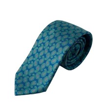 NWT Ted Baker London Men's Green Blue 100 Silk Paisley Necktie Classic Length