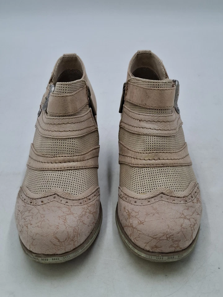 Mustang True Denim Boots Womens Ankle Beige Blush Golden Sheen UK 4 EU 37 - Image 2 of 4