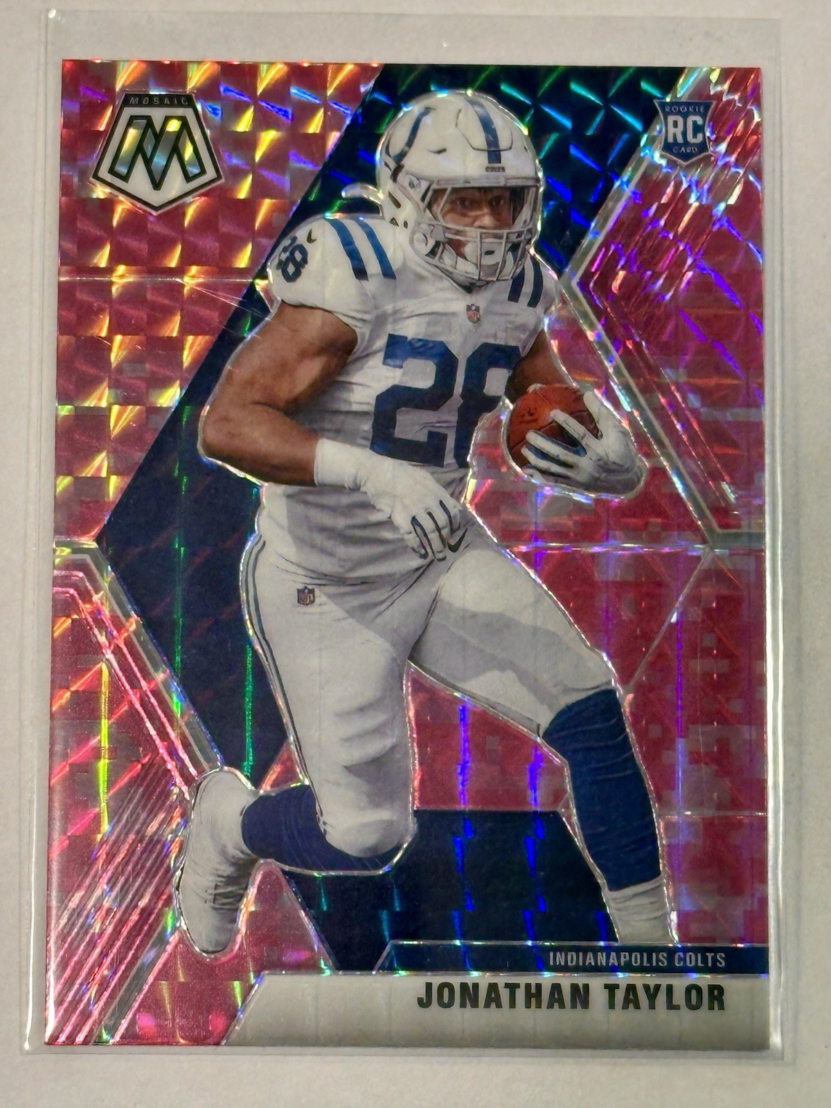 2020 Panini Mosaic - Rookies Jonathan Taylor #216 Camo Pink Mosaic Prizm (RC)