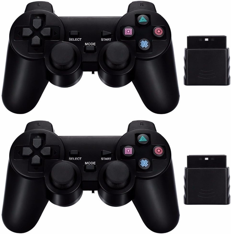 2 X Manette sans fil pour Sony Playstation 2, PS2, PS2 Slim - 2.4 Gz - 10 mètres
