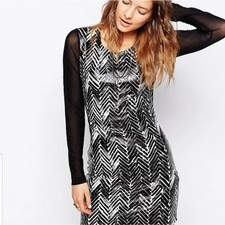 MinkPink Black Mesh Sheer Mini Dress M Vegan Leather Sexy Blair Waldorf NEW