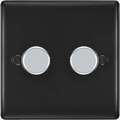BG Dimmschalter für LED Leuchten 2 Gang Platte schwarz 2 Wege Push On/Off Knopf 200W