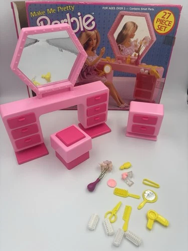 Vtg BARBIE Make Me Pretty Vanity Set W/ Original Box & Accessories 1987 Arco