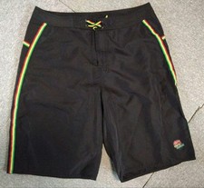 Stussy Men L Nylon Shorts 33 Black Rasta Vintage Limited Edition Streetwear