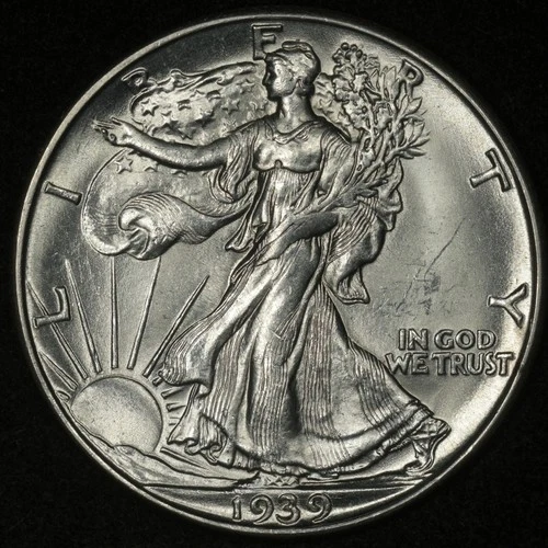1939-D WALKING LIBERTY HALF DOLLAR LUSTROUS CHOICE UNCIRCULATED