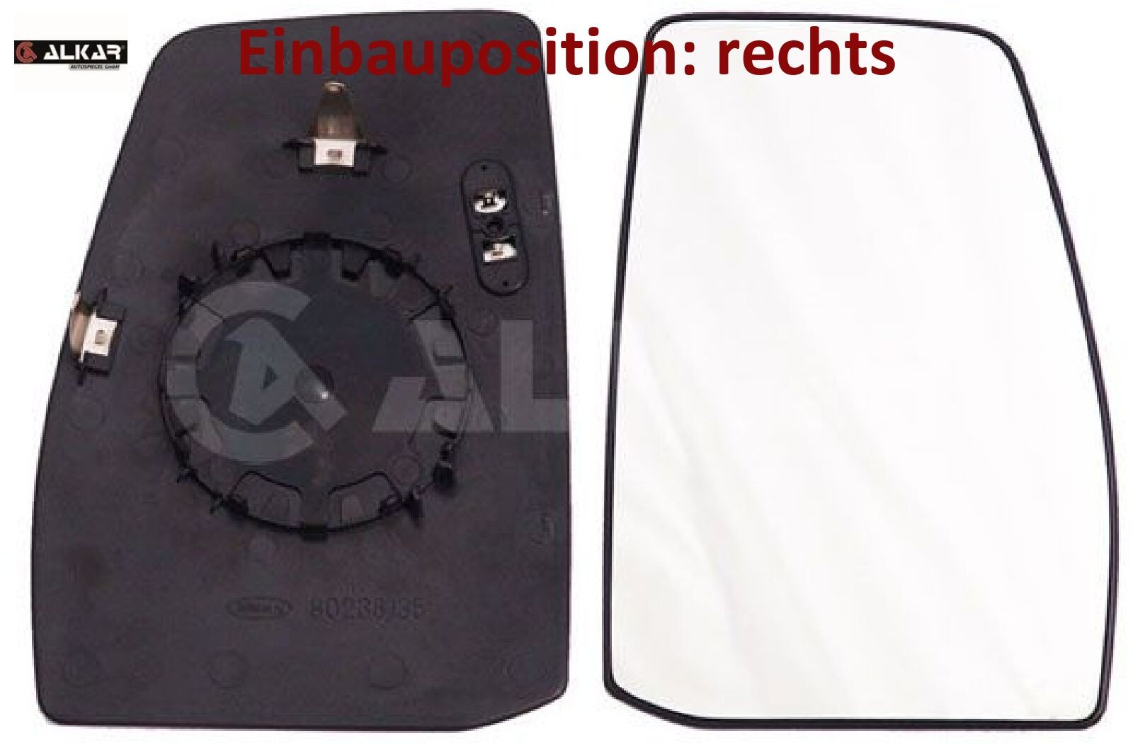 ALKAR 6432381 Spiegelglas für Außenspiegel rechts für Ford