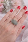 Vintage Sterling Silver Marcasite Ring Large Oval Statement  Ring Size ~10.5