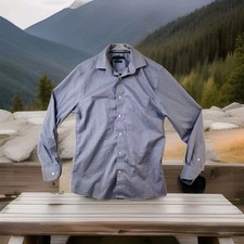 Tommy Hilfiger Blue Check Stretch Slim Fit L/S Button Up Shirt Merns Medium