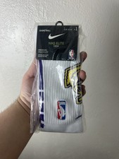 Nike NBA Elite Crew Socks Dri-Fit Large Los Angeles Lakers White Basketball NWT