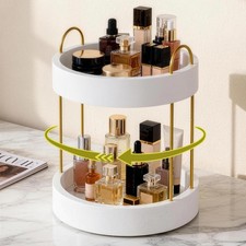 360 Rotating Makeup Organizer, 2 Tier Wood Bathroom Counter Organizers and St...