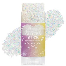 Iridescent White Glitter Stick for Hair Face  Body, Waterproof Chunky Glitte...