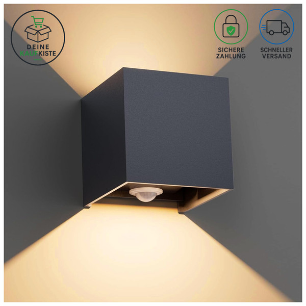 Aussenlampe 12W Mit Bewegungsmelder Anthrazit 2700K FüR AußEnbereich-image