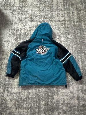 Vintage NBA Detroit Pistons Starter Pullover Puffer Jacket Teal