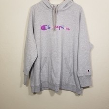 NWT Champion Hoodie Logo Sweatshirt Pullover Gray Size 2X