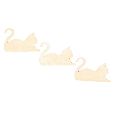 3 Cats Unfinished Wooden Shapes Craft Cutouts DIY Unpainted 3D Plaques