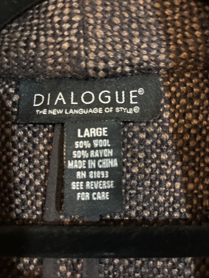 Dialogue Tweed Full Length Coat Toggle Front Size Large | eBay