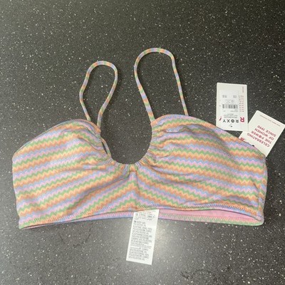 NWT Roxy Ladies SZ LARGE STRIPED BIKINI TOP