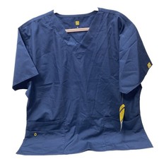 Navy Blue Women  s Nurse Scrub Top V-Neck T-Shirt w/ Pockets XL Brand New