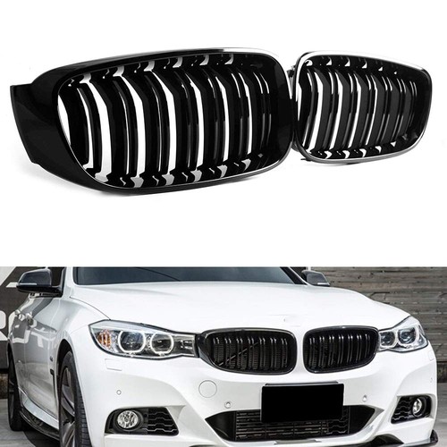 Shiny Black Front Kidney Grille for BMW 3 Series GT F34 2013-2019 - Double Line