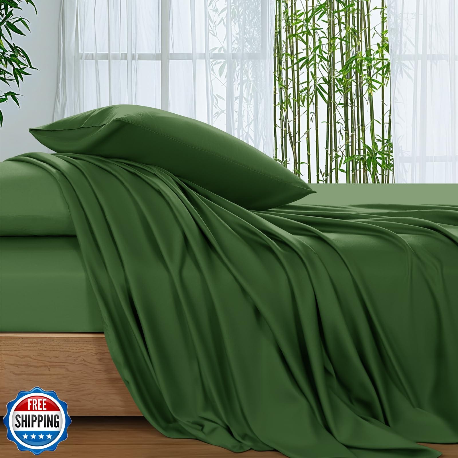 SONORO KATE 100% Bamboo Viscose King Size Sheets Ultra Breathable Soft Cooling