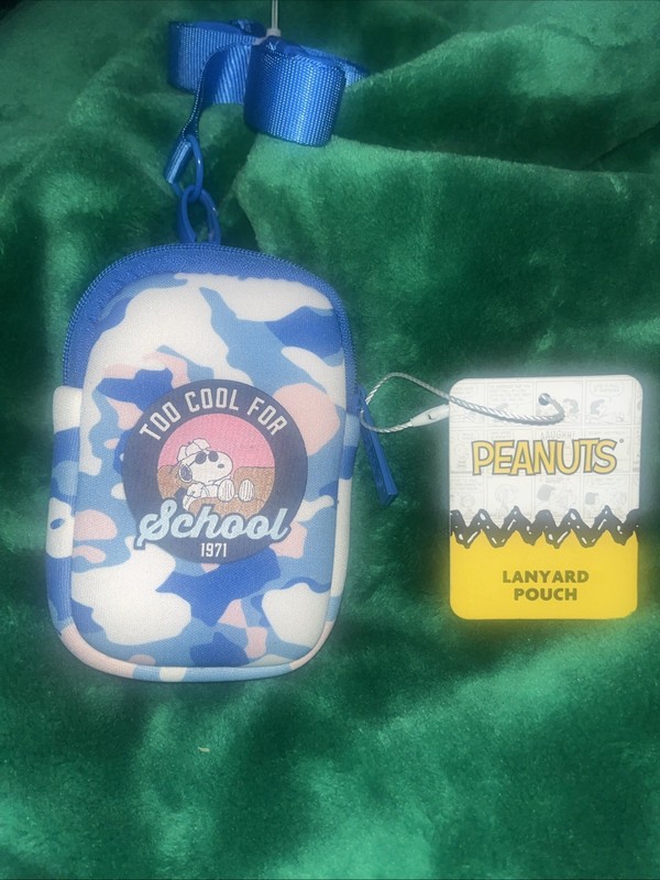 PEANUTS LANYARD POUCH / ID HOLDER • Neoprene • Snoopy Joe Cool • blue camo
