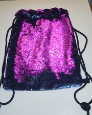 Drawstring Backpack With Reversible Sequin Pattern Pink/blue