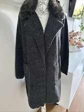 Strickmantel Zara Dunkelgrau Fellkragen Kunstfell M Top