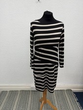 Phase Eight Dress Size 12 Bodycon Stripe Midi 3/4 Sleeve Smart Casual