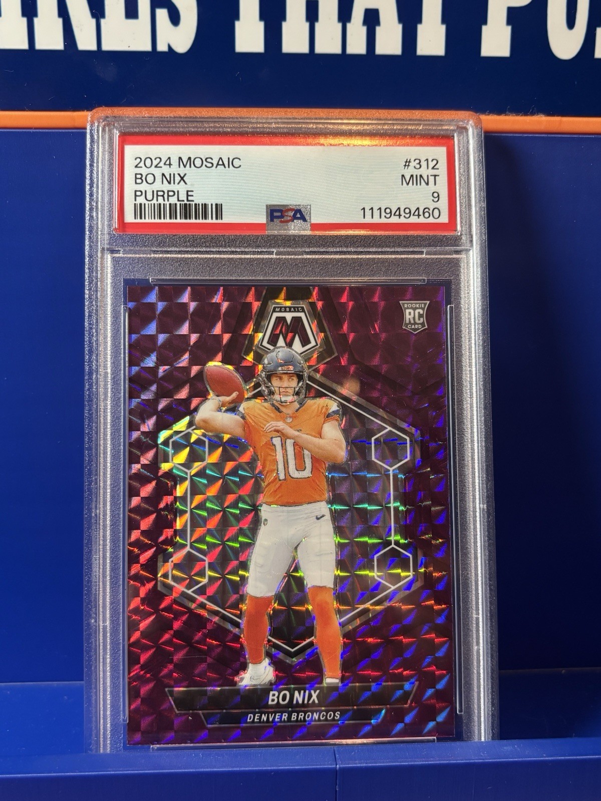 2024 Panini Mosaic - Rookies Bo Nix #312 Purple Mosaic Prizm /49 (RC)