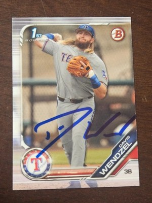 2019 Bowman A DAVIS WENZEL Rangers In-Person Signed Autographed AUTO