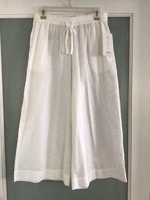 Athleta Cotton Dreams Sleep Culottes- NWT  White- Soft Fabric